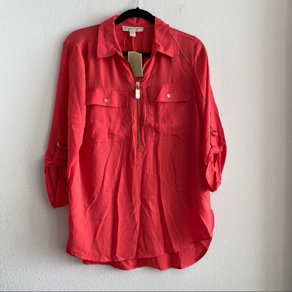 Michael Kors Front Zipper Blouse Size
